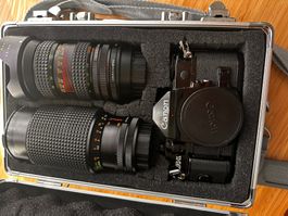Canon A-1 Spiegelreflexkamera mit 2 Objektiven & Koffer