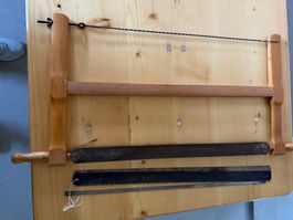 Handsäge mit 2 Sägeblättern Holzausführung Länge 56 cm