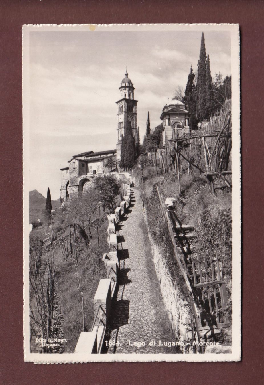 Cartoline postali: MORCOTE - Chiesa - 1953 – Usato da Pully venduto da nicecards-shop