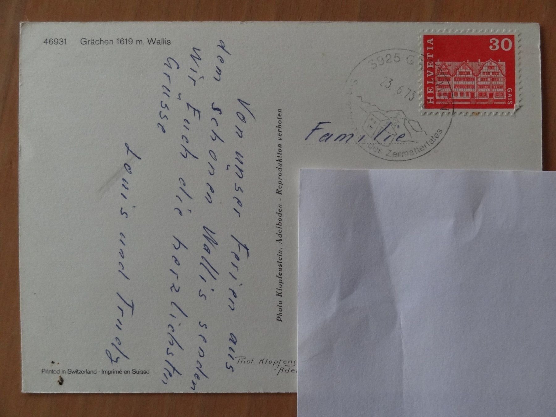 Cartoline postali: Grächen - Wallis - 1973 – Usato da St Léonard venduto da Riglin 1