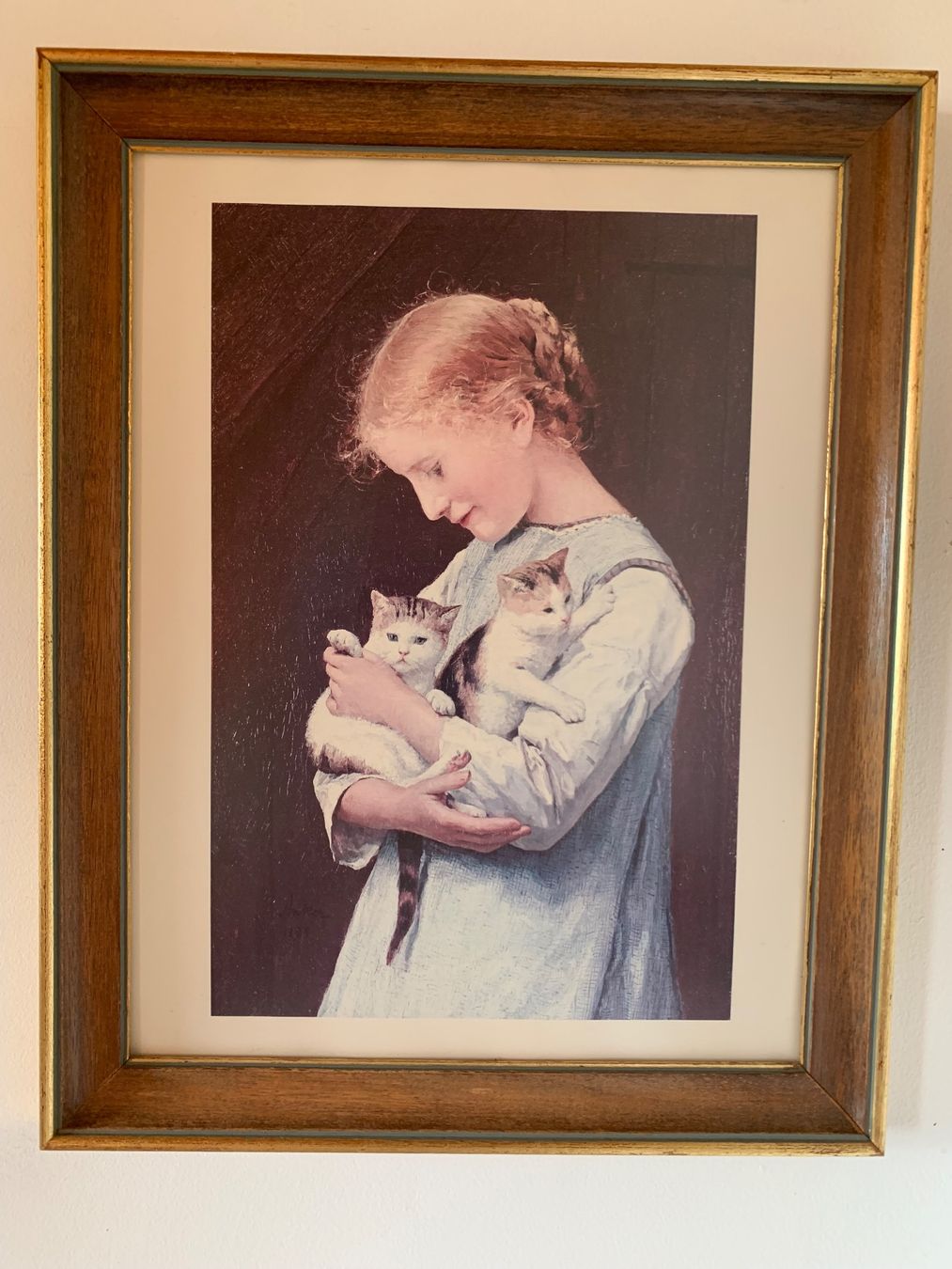 Poster & Bilder: Albert Anker Bild Druck Mädchen mit 2Katzen – Gebraucht aus Heiden von andraaa