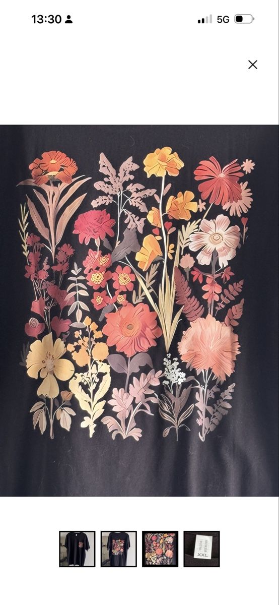 T-shirt: T-shirt noir fleurs – Usato da Ursy venduto da Martha_Laure 2