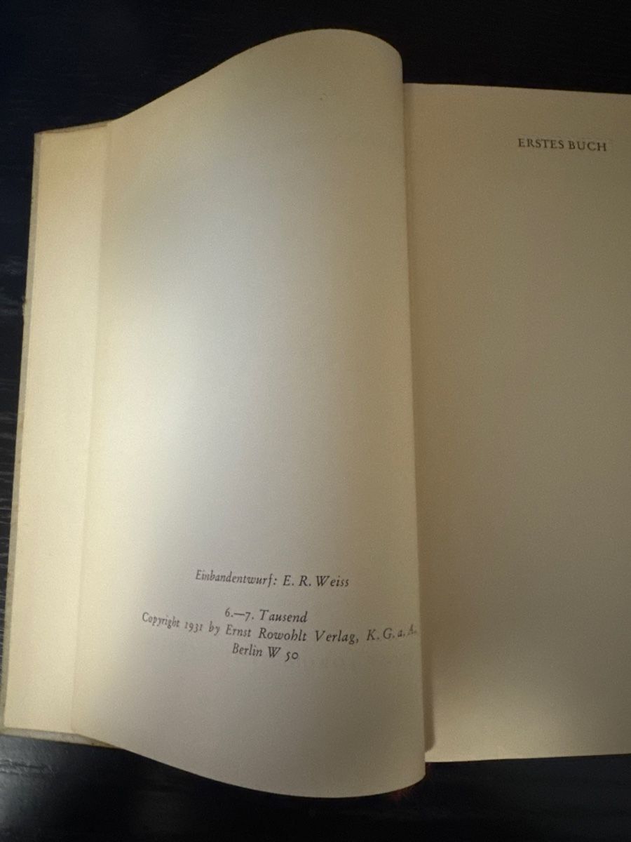Bücher: Robert Musil, Der Mann ohne Eigenschaften, 1931 – Gebraucht aus Zürich von 2013tg 6