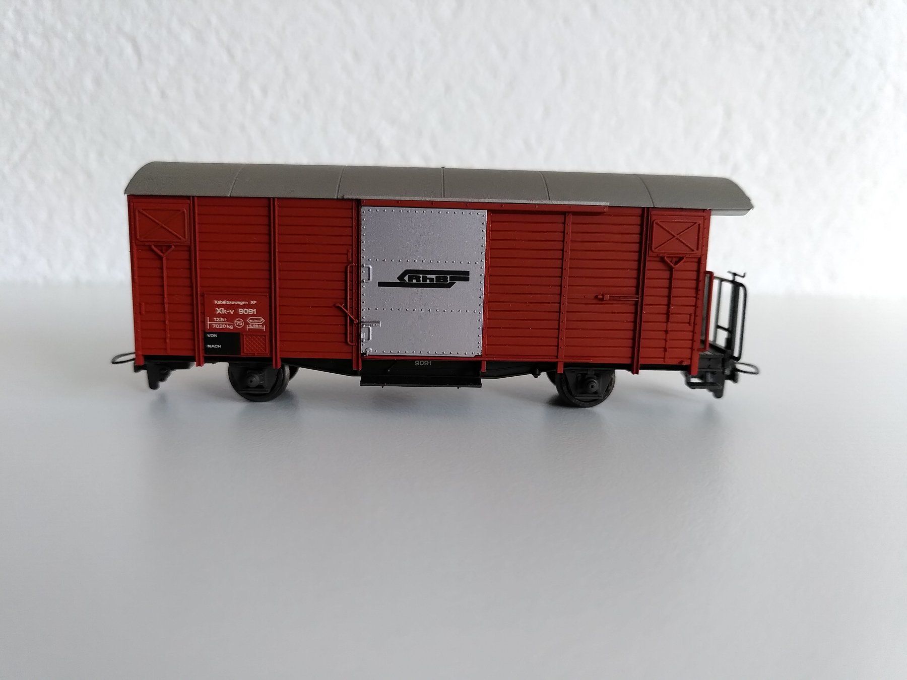 Bemo Modelleisenbahnen: Bemo RhB Xk-v 9091 Kabelbauwagen H0m – Gebraucht aus Naters von Luca099 1