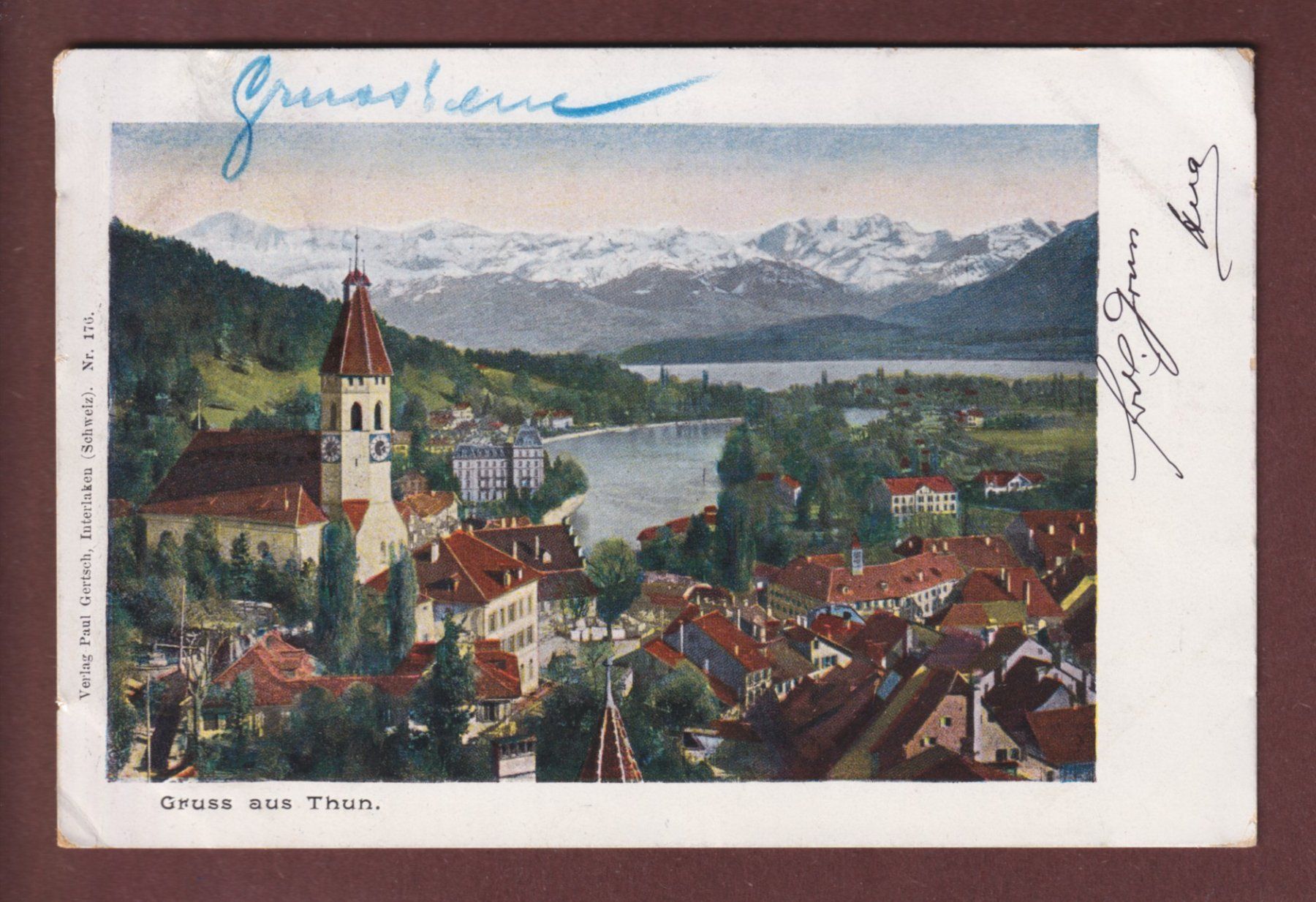Cartoline postali: Gruss aus THUN - 1900 UPU – Usato da Pully venduto da nicecards-shop