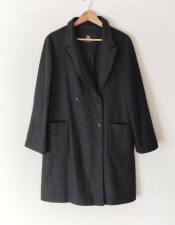 BURBERRY Wool Mantel Jacke Gehrock Blazer Wolle grau Gr.40