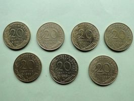 7x 20 centimes France 1981-1988