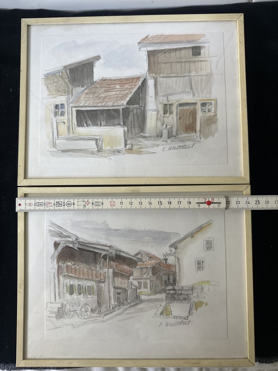 Gemälde: 2er Set Aquarelle - Gemälde von E. Walthiert – Gebraucht aus Zürich von Chaeffeler 5