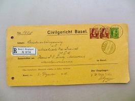 Zustellungsurkunde Gericht BS 1908 (Ganzsache)