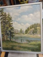 Ölgemälde S. Kratz Landschaft mit See gerahmt 60x70 cm