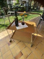 Servierwagen Vintage Chrom Holz 2 Ebenen mit Rollen