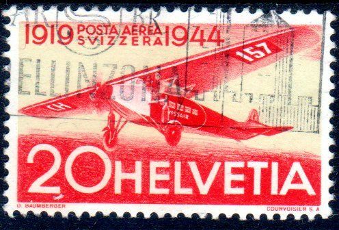 FLUGPOSTMARKE FOKKER 1944 GESTEMPELT - UT7 1