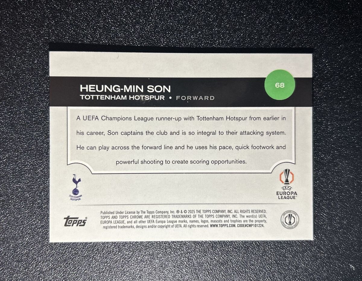 Topps Carte collezionabili: Topps Chrome - Heungh min Son 25/150 Blue Refractor – Nuovo (secondo la descrizione) da Diepoldsau venduto da Swiss.CLT 1