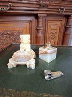 Raucher-Set Onyx Marmor Vintage Aschenbecher Feuerzeug