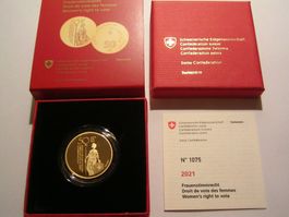 Goldmünze Schweiz 50 Franken 2021 Frauenstimmrecht Nr. 1075