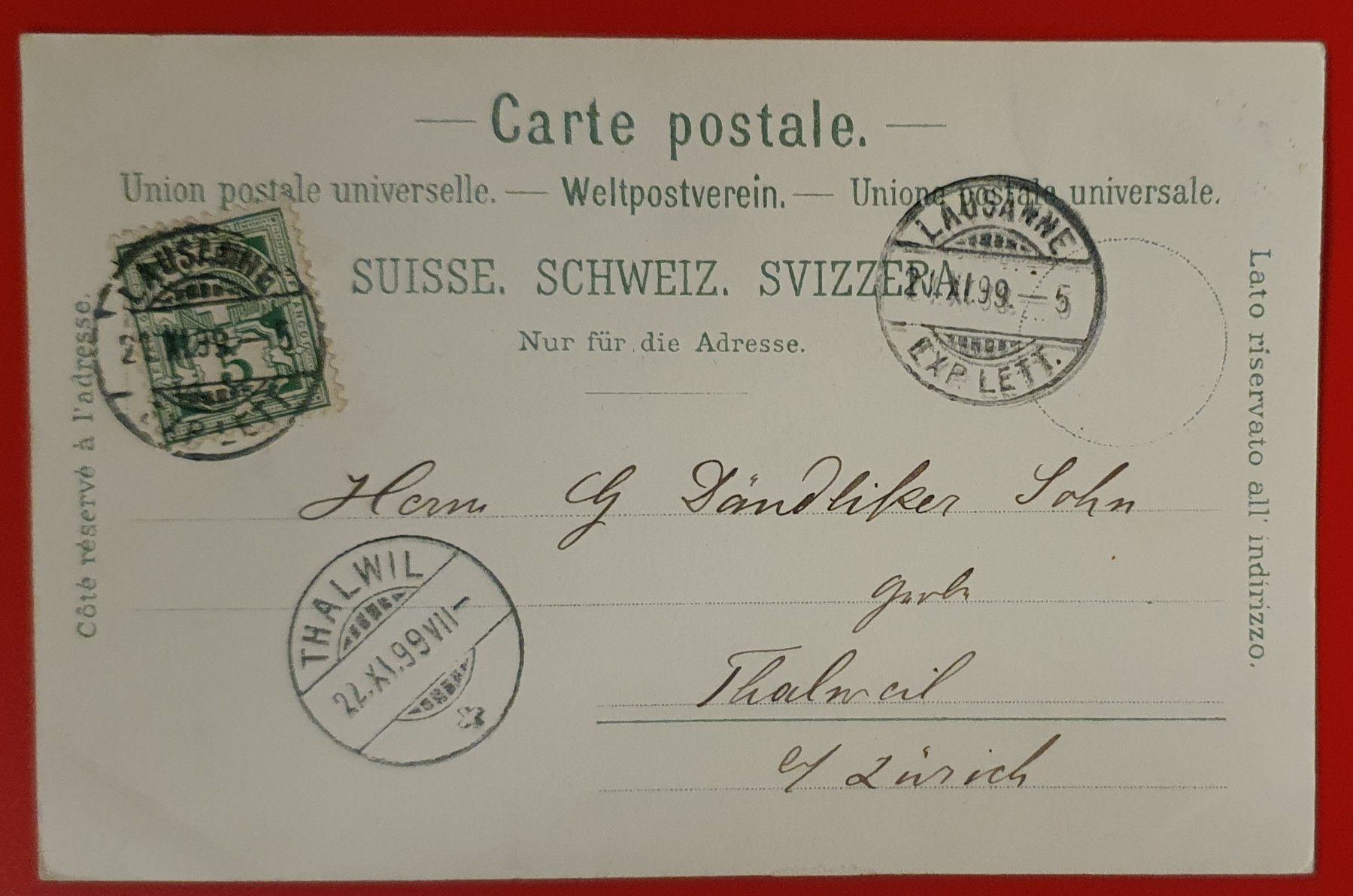 Cartoline postali: Souvenir de Lausanne 1899 – Usato da Kreuzlingen venduto da Rschweiz1 1