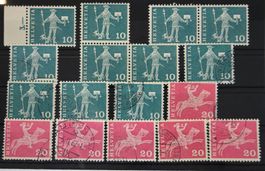 Schweizer Briefmarken Lot Helvetia 10 Rp & 20 Rp gestempelt