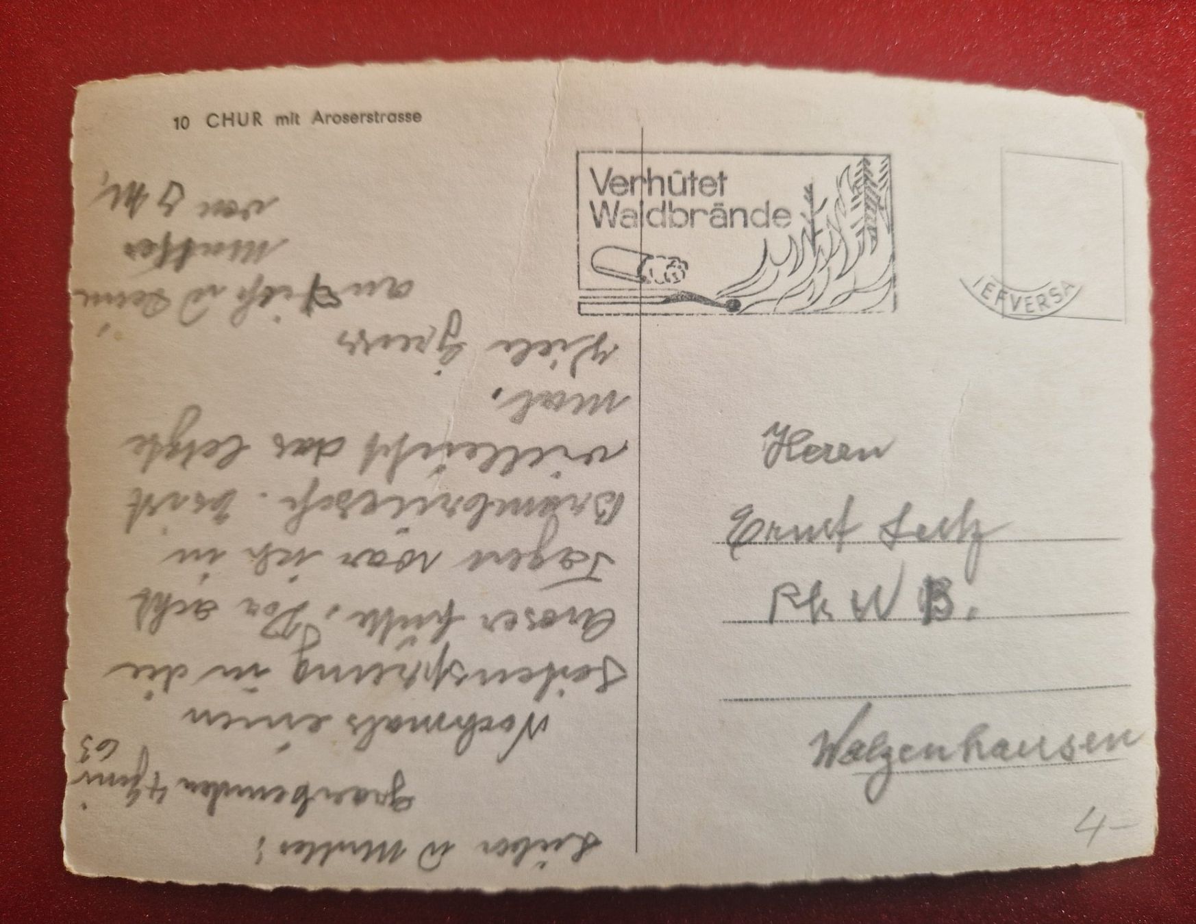 Cartoline postali: Chur mit Aroserstrasse 1963 – Usato da Melchnau venduto da Fishel 1