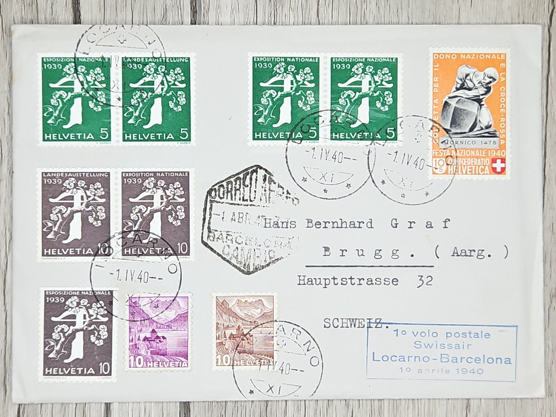 Tutti i francobolli: CL13 Enveloppe + Timbre Suisse 1940 – Usato da Cousset venduto da Patrick_Collections