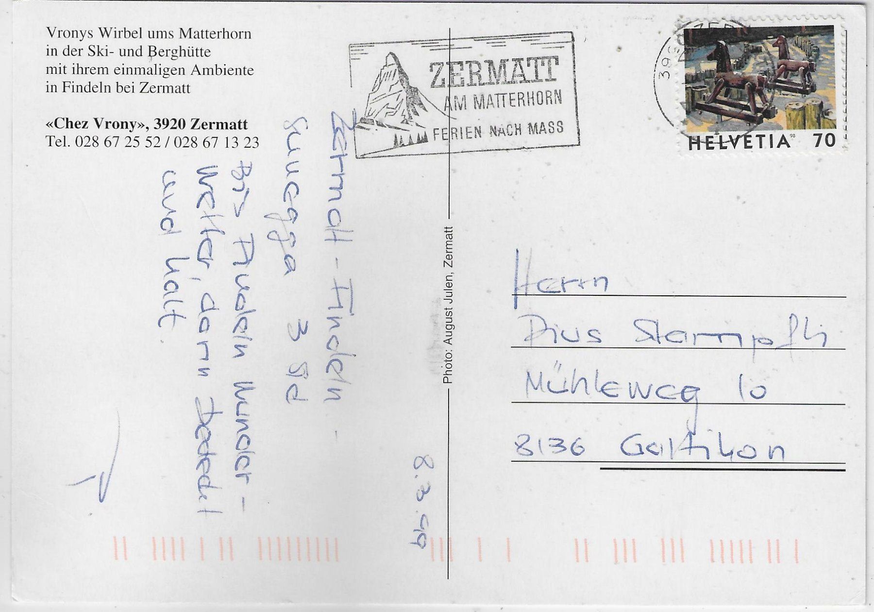 Cartoline postali: Skihütte Chez Vrony - Zermatt – Usato da Ettingen venduto da Kartenplanet 1