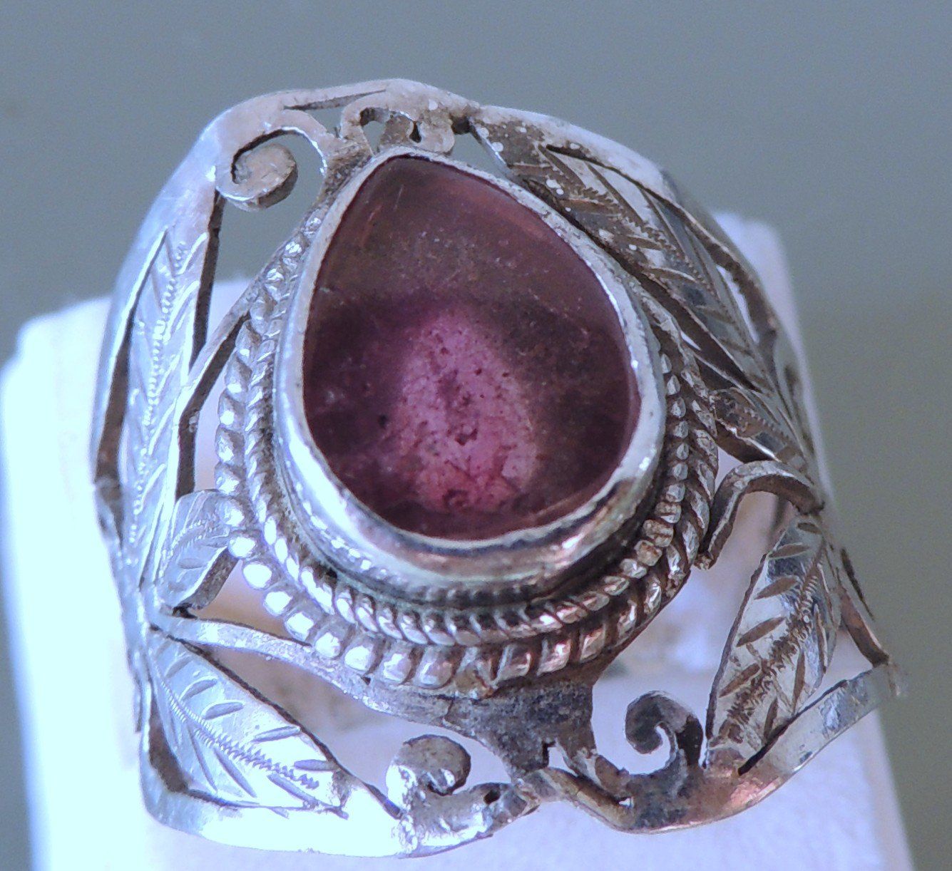 Anelli: Handgearbeiteter Silber 925 Turmalin Fingerring Gr. 58 – Usato da Waldenburg venduto da schaller707 1