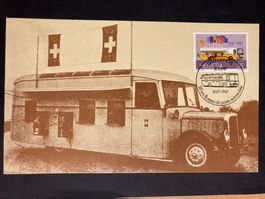 Schweiz 1987 50 Jahr Automobilpost Stempel (Genf) + Marke
