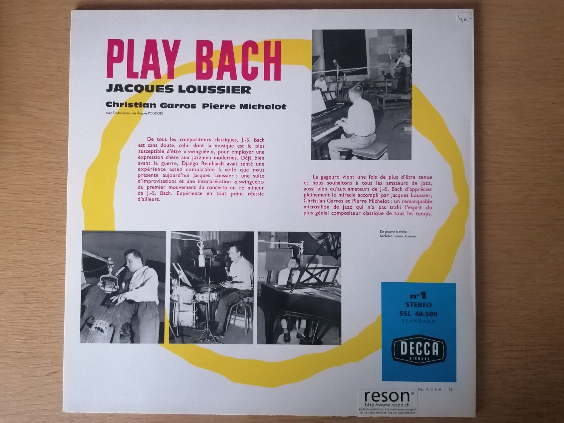 Dischi in vinile: Jacques Loussier - Play Bach Nr. 1 RESON – Usato da Beinwil am See venduto da Funkthesizer 1