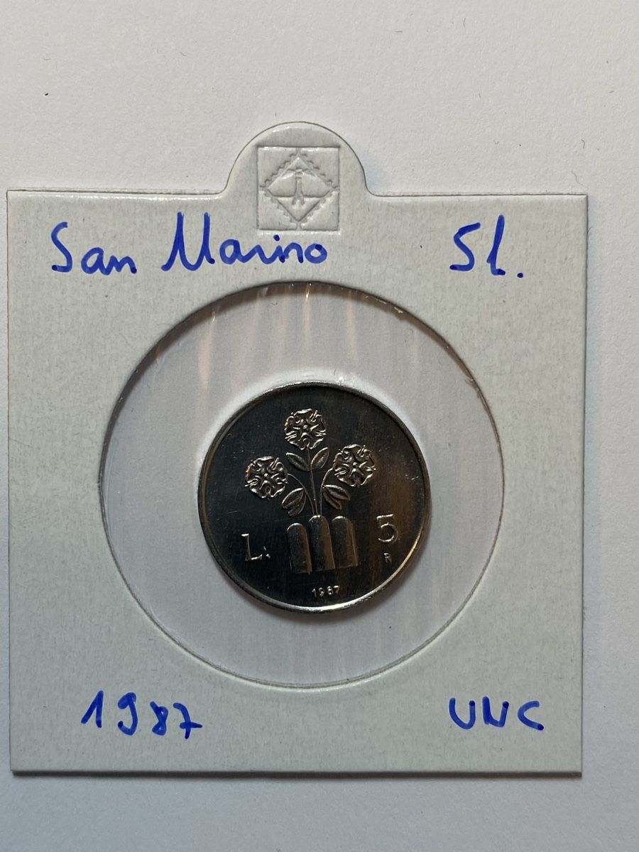 Tutti le monete: San Marin - 5 lires - 1987 - UNC – Nuovo (secondo la descrizione) da Payerne venduto da Mike1682