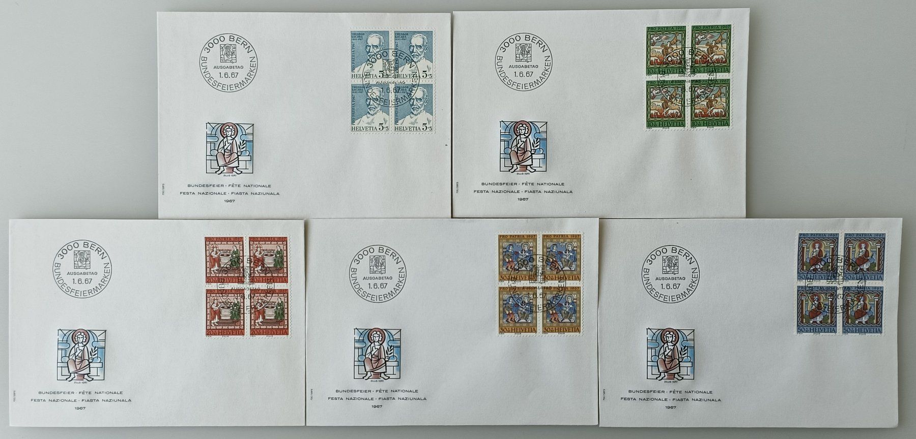 Tutti i francobolli: 1967 FDC Pro Patria Viererblocks – Usato da Dübendorf venduto da goeggi79