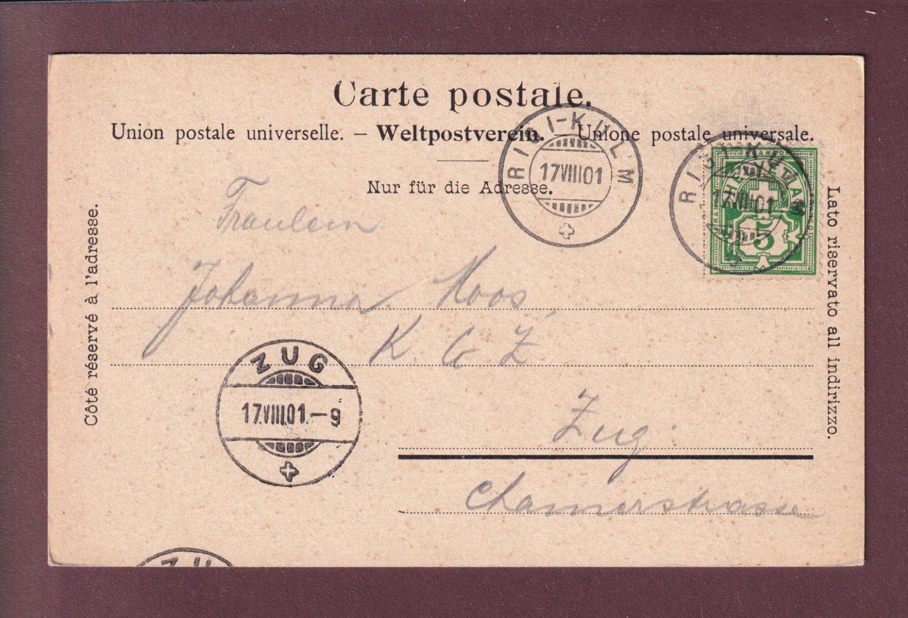 Ansichtskarten: RIGI-KULM - 1901 – Gebraucht aus Pully von nicecards 1
