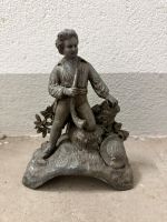 Statue fonte ancienne - Jeune berger musicien avec flûte