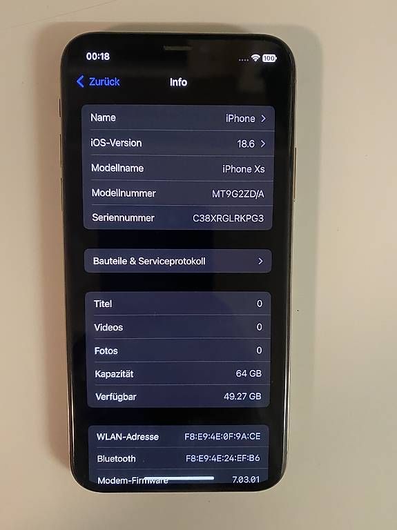 Handys / Smartphones: iPhone XS 64GB – Gebraucht aus Zürich von ER- 1
