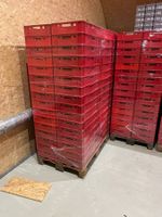64 Stück Fleischerkisten E1 rot auf Europalette