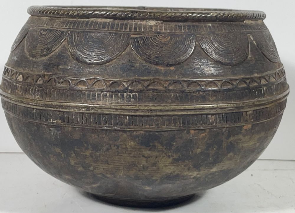 Antike Indien Bronze Bauch Vase mit schönen Verzierungen und Kaufen