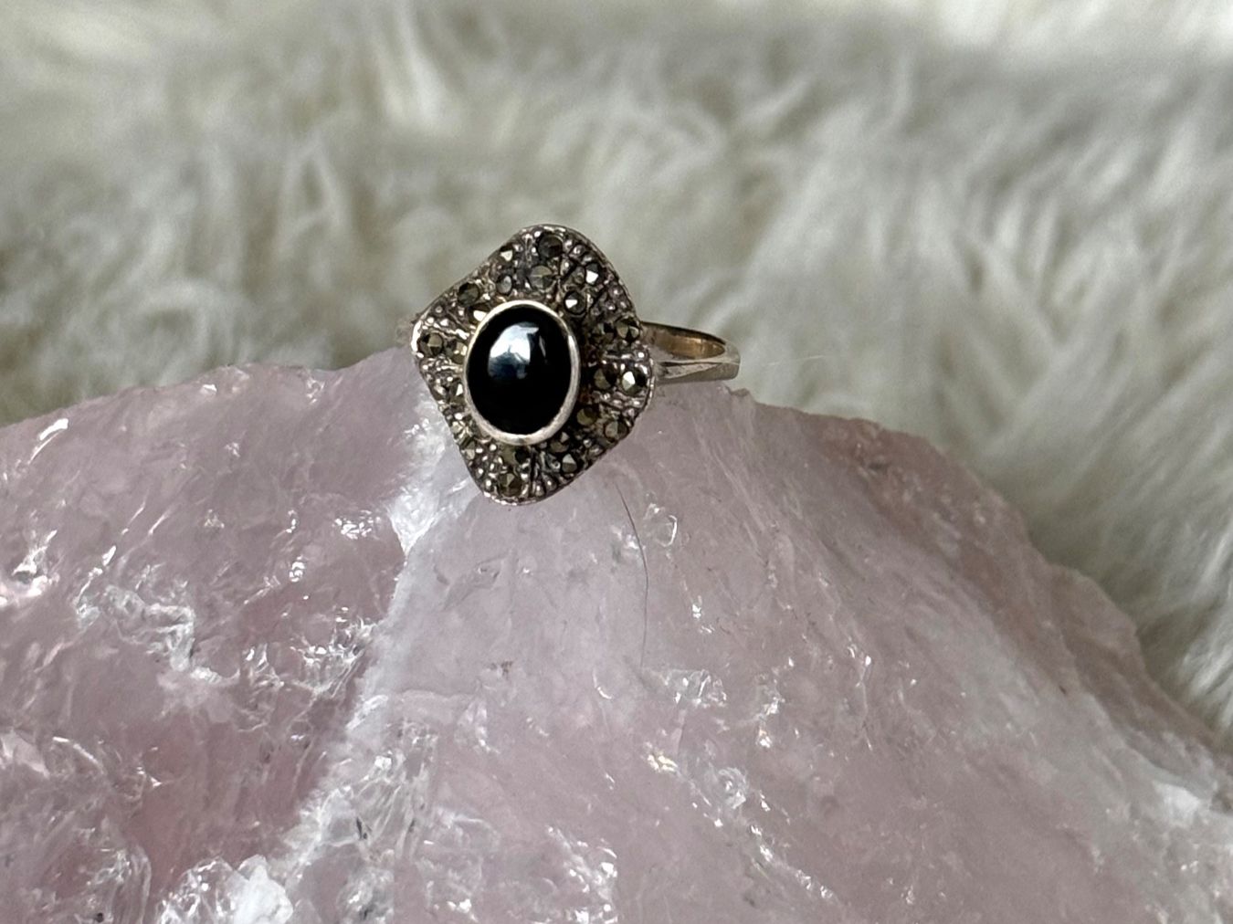 Anelli: Vintage Silberring 925 mit schwarzem Stein – Usato da Istighofen venduto da Ringparadies