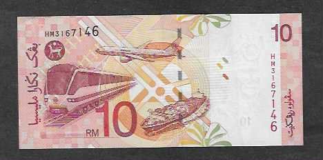 Banknoten: Malaysia  10  Ringgit  Gebraucht  95%  SEHR SCHöN – Gebraucht aus Gordola von coinsandnotes 1