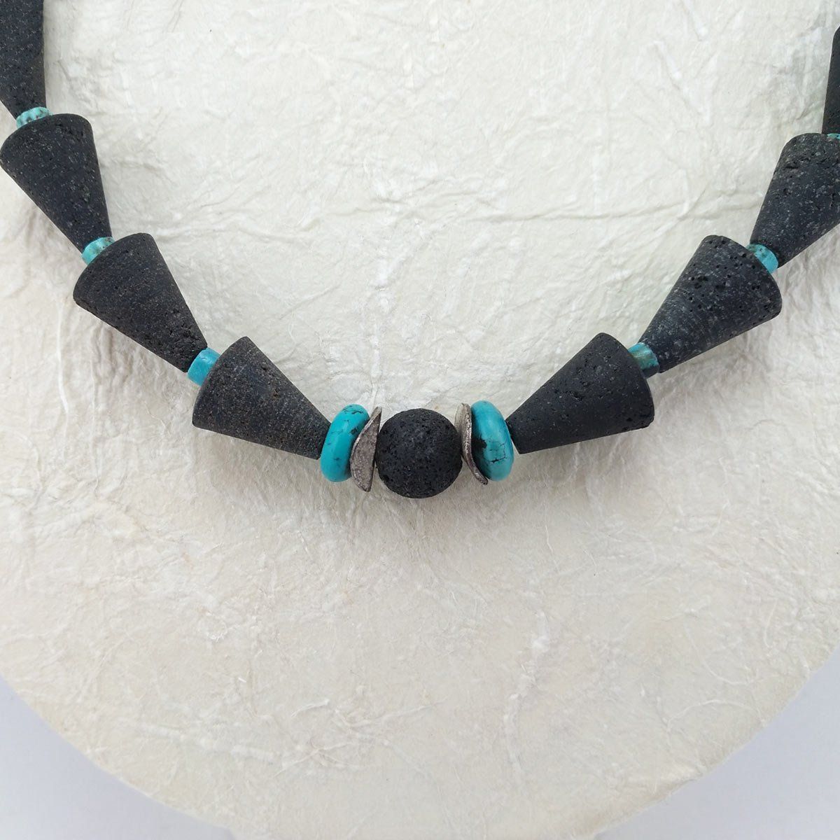 Catenine: Lava Halskette konisch mit Türkis – Nuovo e nell'imballaggio originale da Meilen venduto da Byrd-bijoux 1