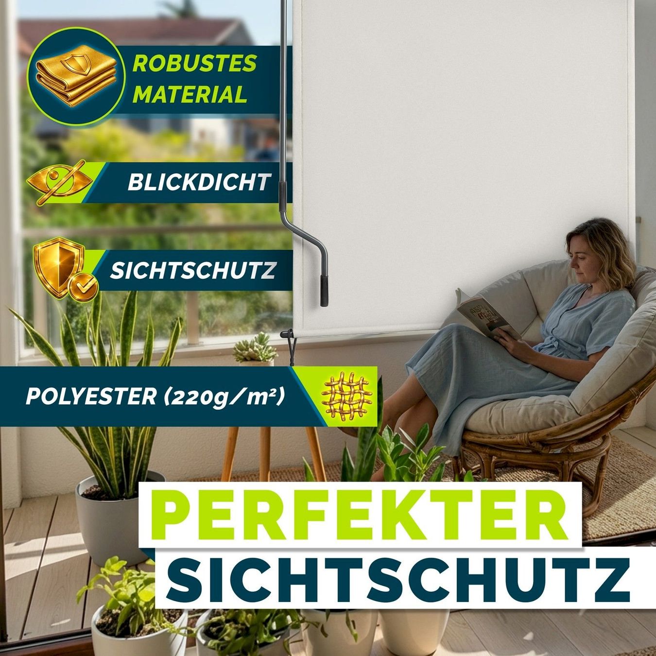 Tende da sole: Aussen-Senkrechtmarkise 200x250 beige – Nuovo e nell'imballaggio originale da Bottighofen venduto da zaap 6
