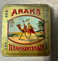 Alte rare Cigaretten Blechdose ARAKS Tchamkerten & Co.