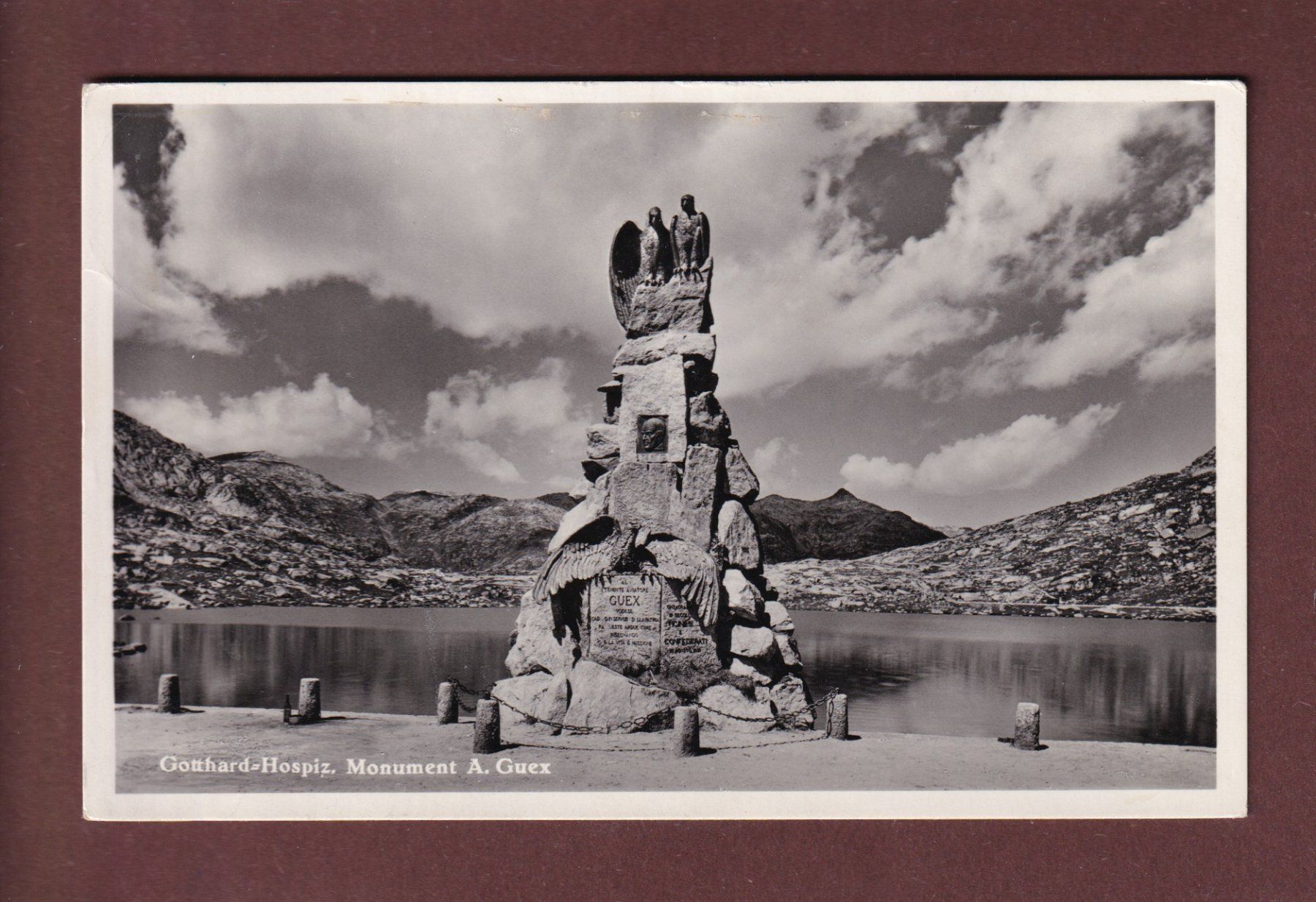 Cartoline postali: GOTTHARD-HOSPIZ - Monument Guex - 1934 – Usato da Pully venduto da nicecards-shop