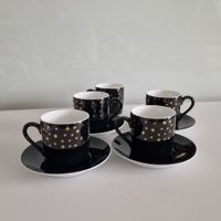 Edle Espresso Tassen, schwarz mit Sternen, 5 Stk. Top!