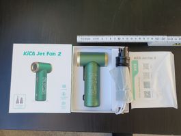 KiCA Jet Fan 2 Gebläse grün mit Zubehör, Batterie haltet kur