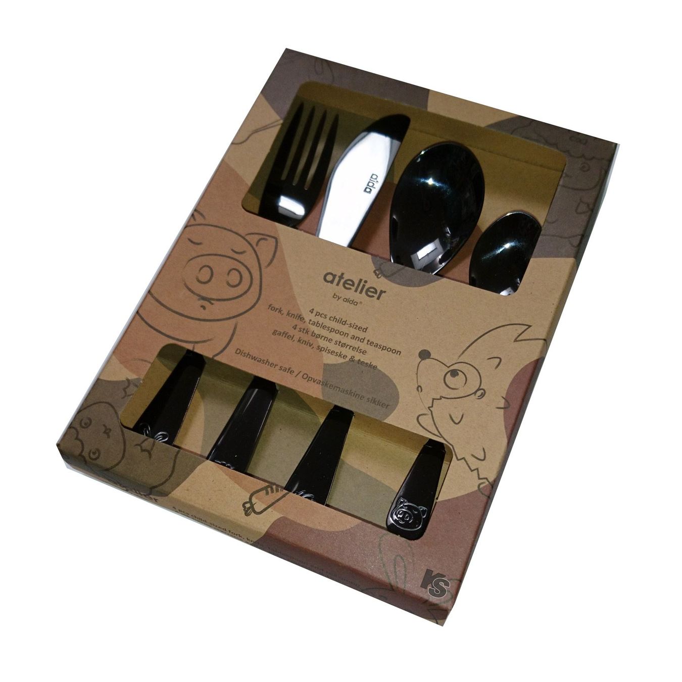 Set di posate: Kinderbesteck schwarz, Set 4-tlg. – Nuovo e nell'imballaggio originale da Wettingen venduto da kochshop 3