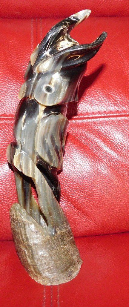 Sculptures & Statues: Seltene Eule, geschnitztes Horn, Handmade, H 30 cm – D'occasion à Villnachern par Niggo0 1