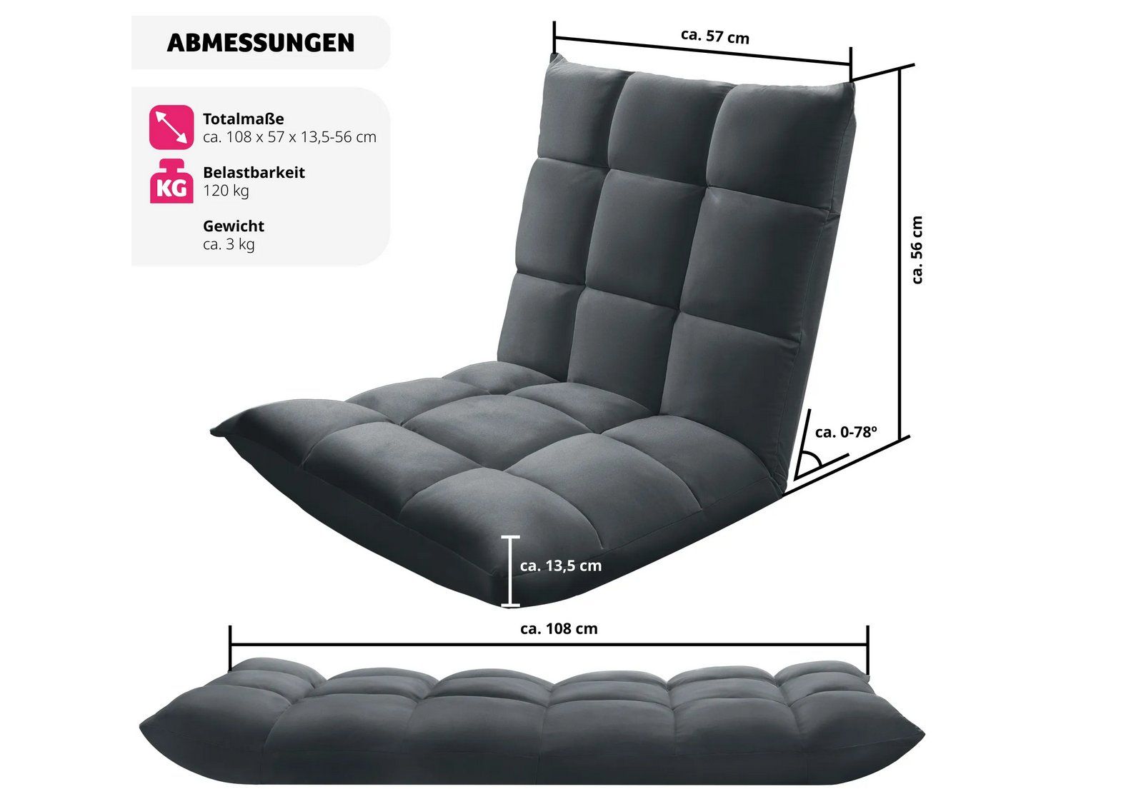 Poltrone: Relaxsessel Snooze 2 in 1 als Sessel oder Liege, gepolstert – Nuovo (secondo la descrizione) da Steinhausen venduto da Retourenprofis 2