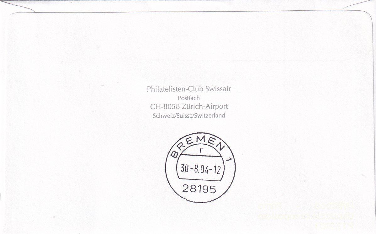 Tutti i francobolli: Erstflug OLT Zürich - Bremen 2004 – Usato da Baar venduto da Asmara111 1