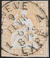 25G Strubel 20Rp. GENÈVE Vollstempel lesbar selten ab 1.-