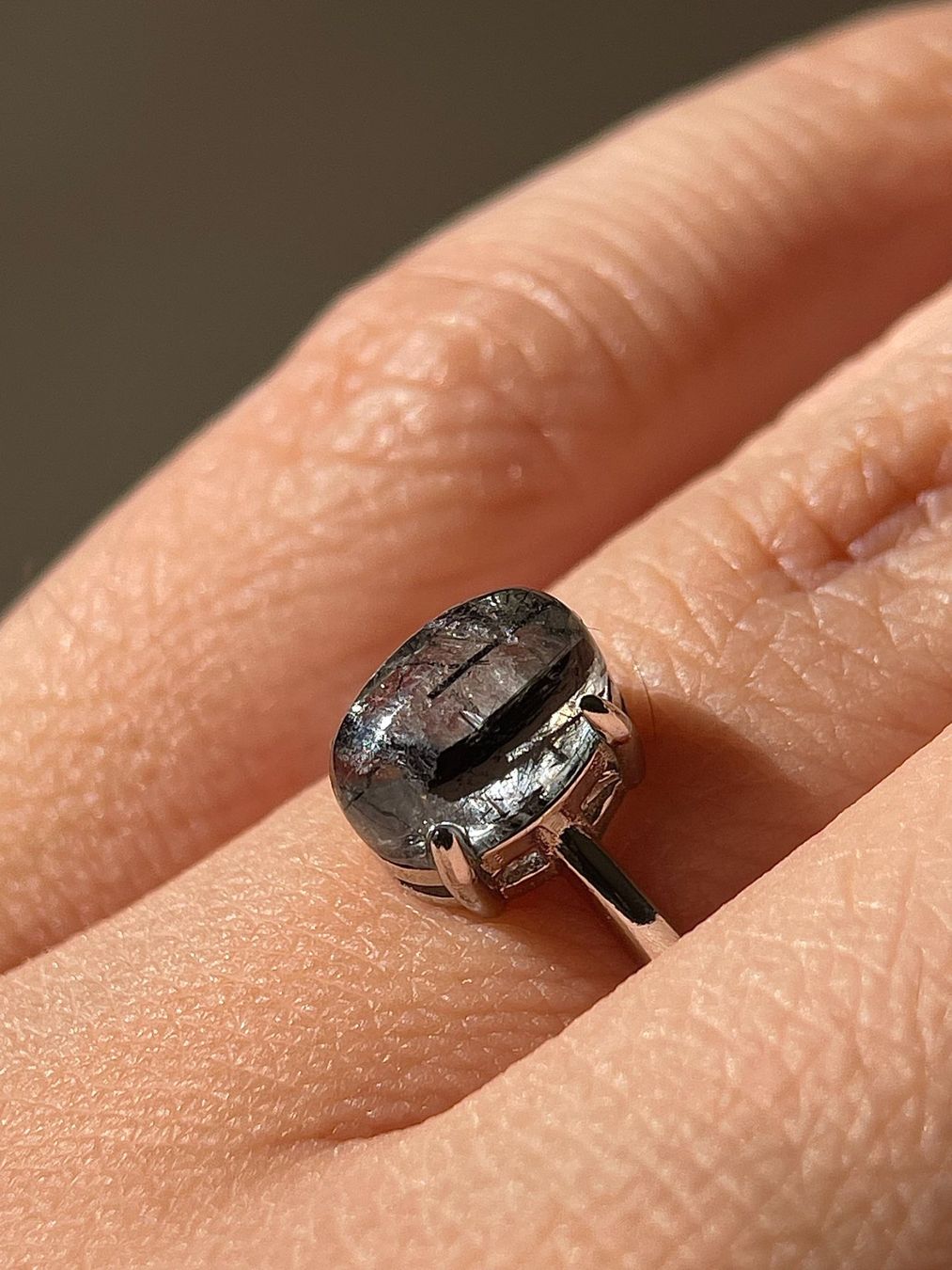 Anelli: 100 % echter schwarzer Rutilquarz-Ring – Edelsteinring. – Nuovo e nell'imballaggio originale da Schiers venduto da sisikristall 3