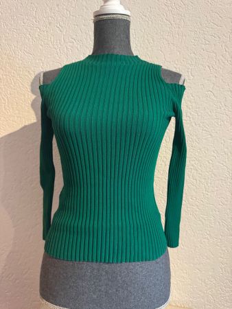 Sex Damen Pullover Cut-Outs Grün Rippstrick Oberteil Gr S