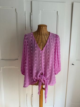 Chiffonbluse pink mit Punkten M